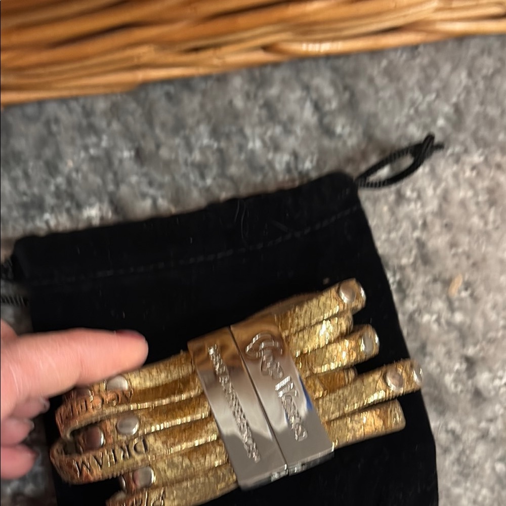 Gold Metallic Bracelets with Logo
